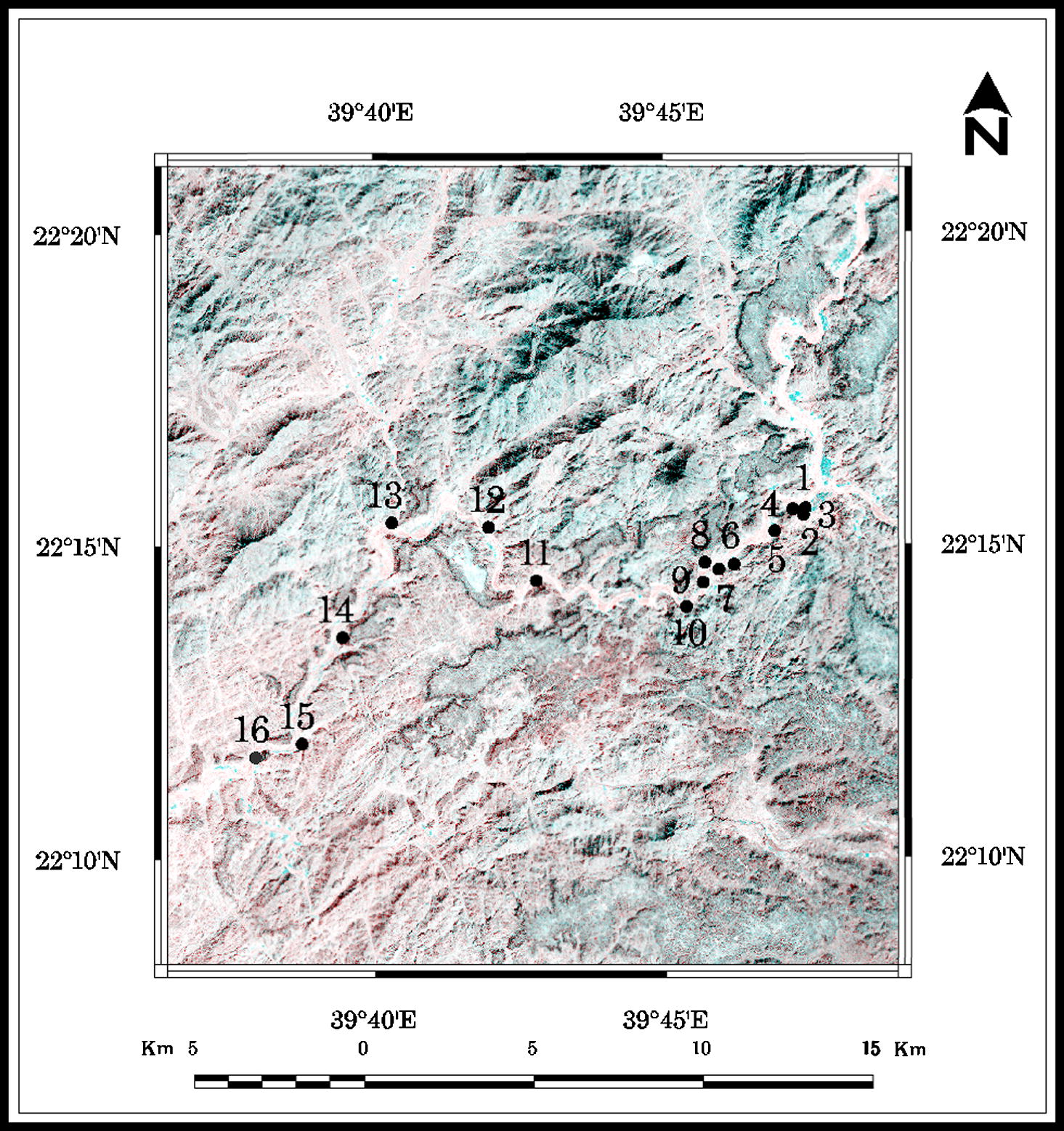 Well location map of Wadi Marwani.