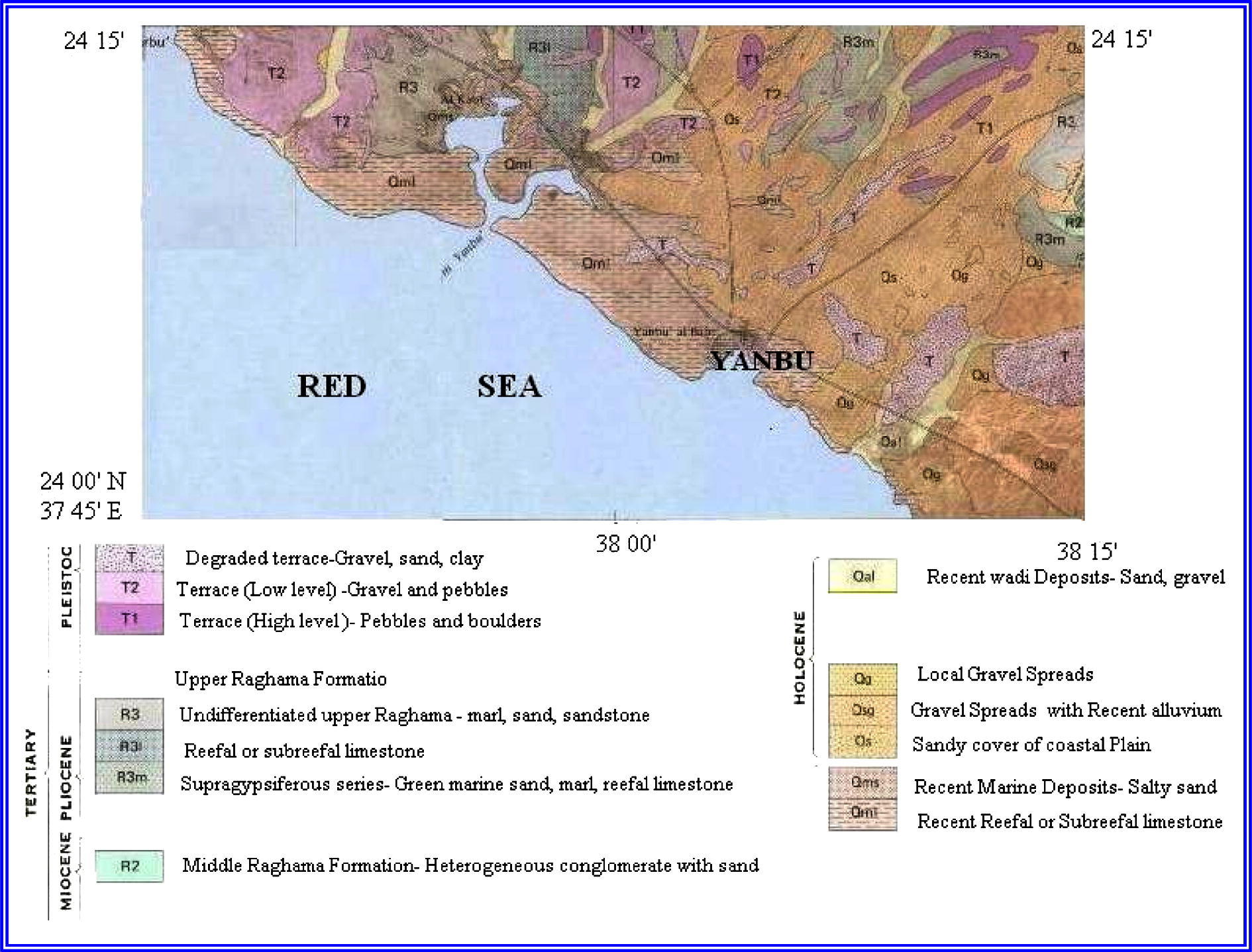 Geologic map for Yanbu area.