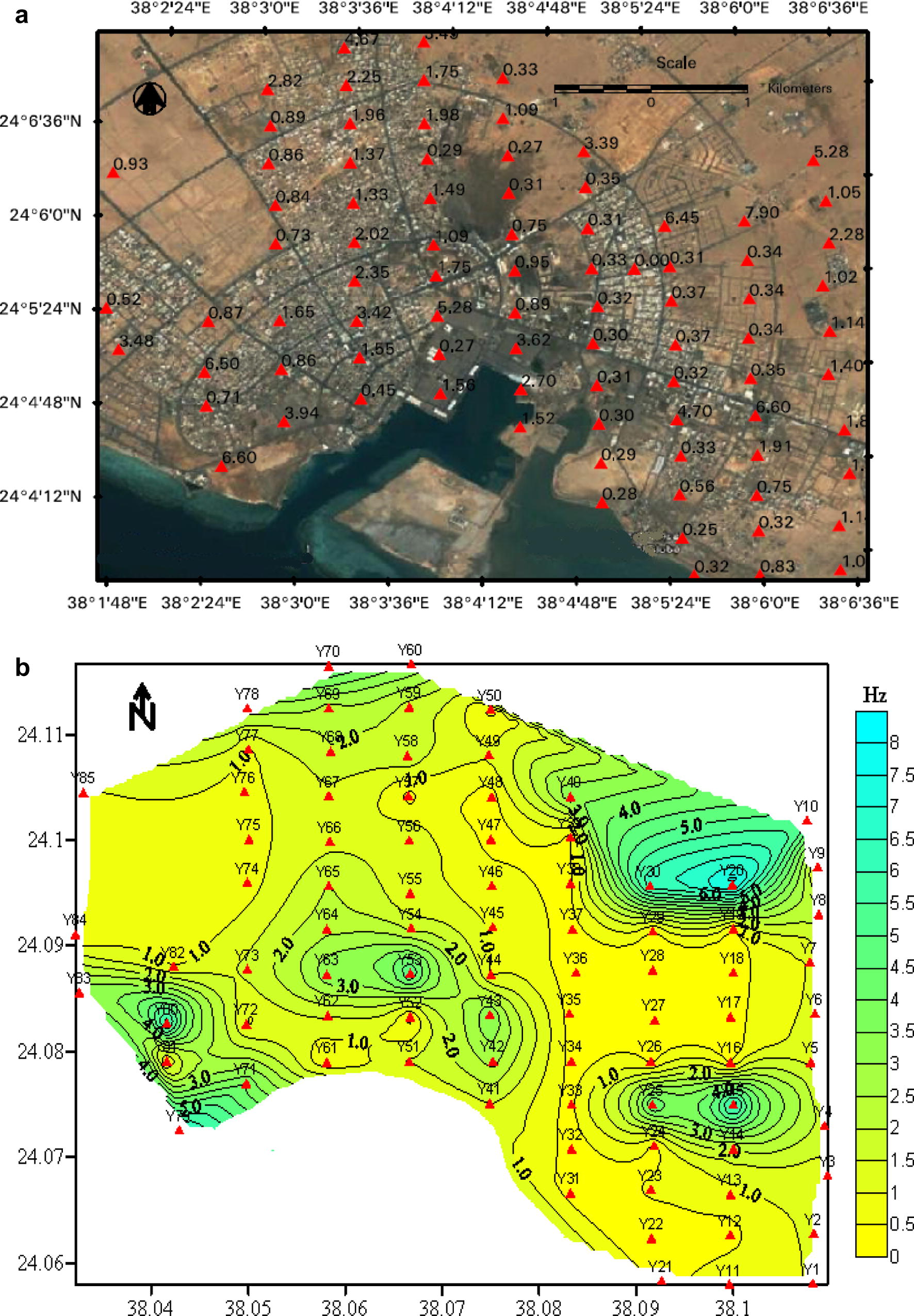 Contour map for f0 for Yanbu city.