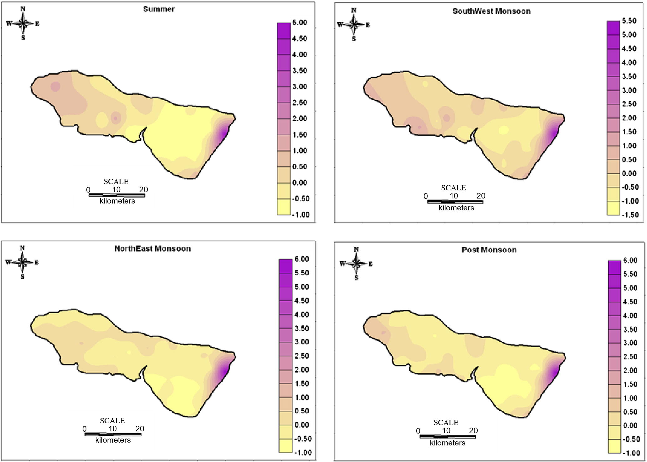 Spatial distribution of Factor 1 in groundwater.