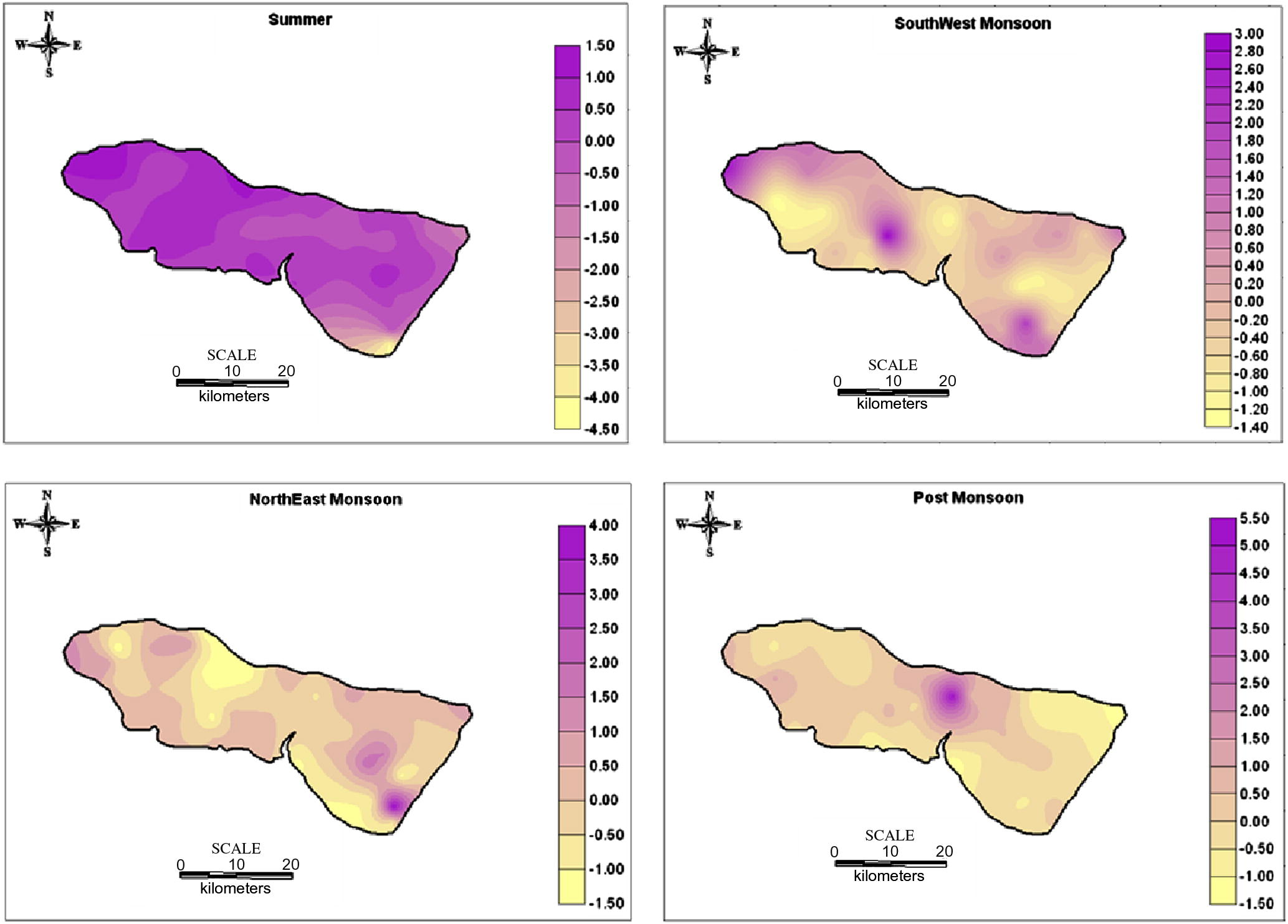 Spatial distribution of Factor 3 in groundwater.