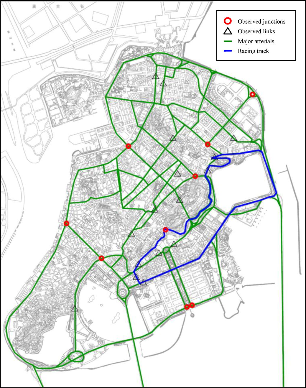 Locations of observed stations during GP event (Macau peninsula).