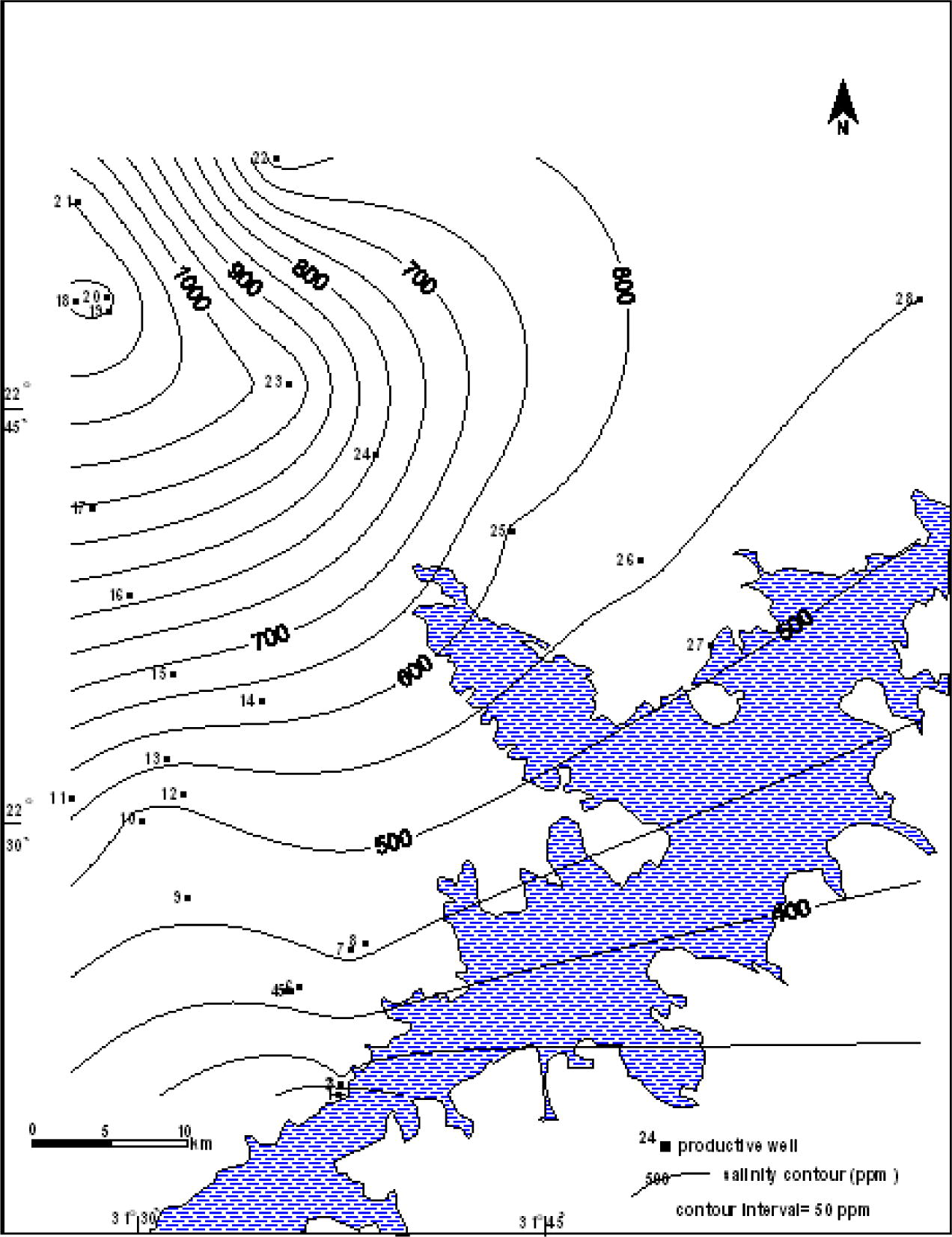 Distribution map of the groundwater salinity of study area (December, 2006).