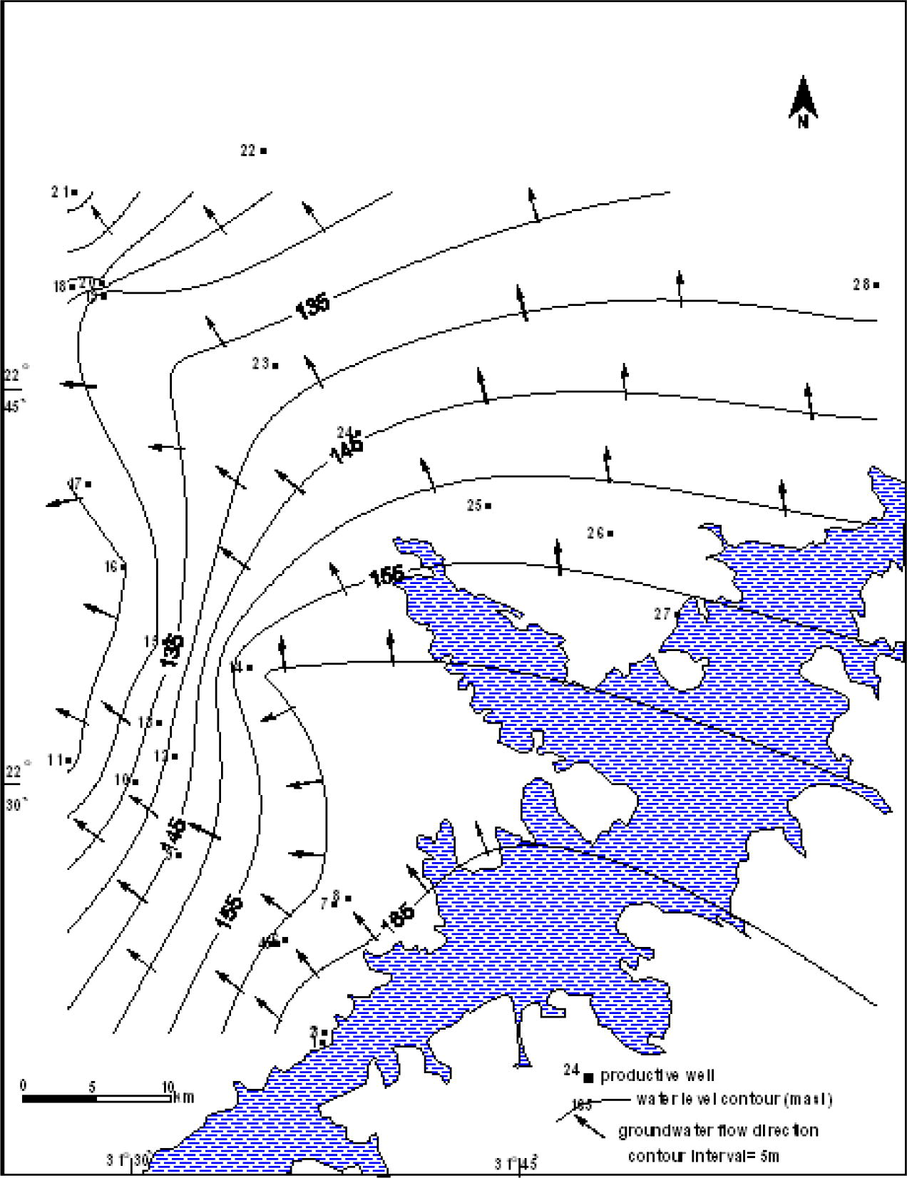 Piezometric level map of the Nubia sandstone aquifer (December, 2006).