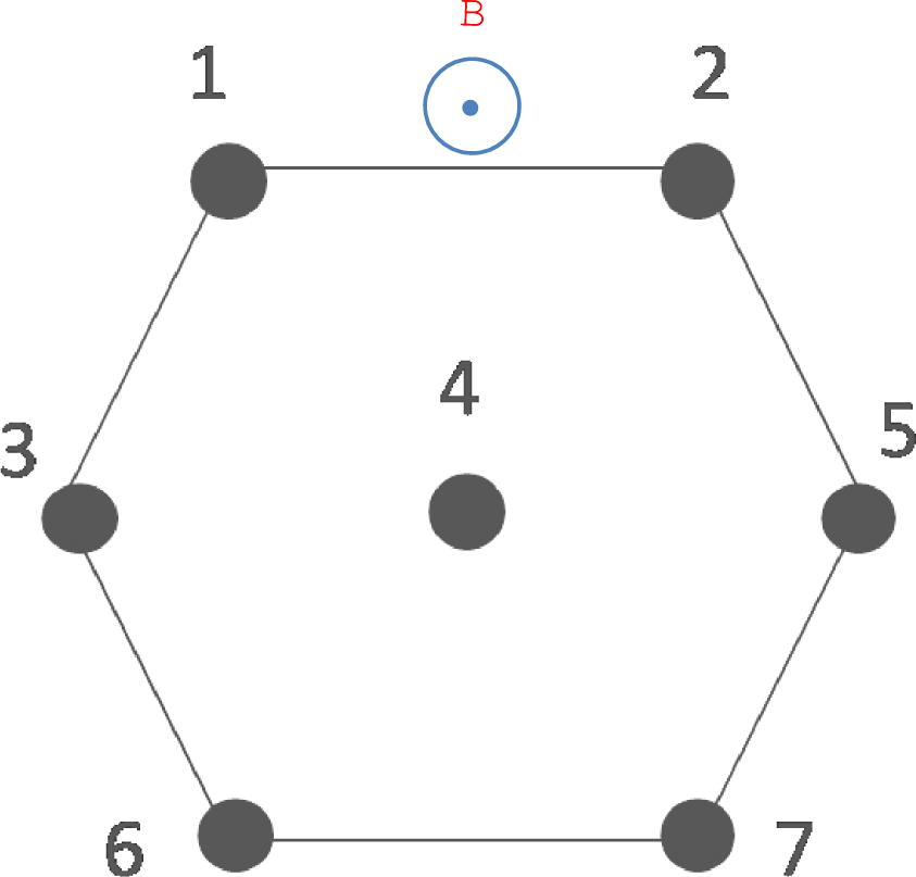 The two dimensional triangular spin lattice in presence of an external transverse magnetic field.