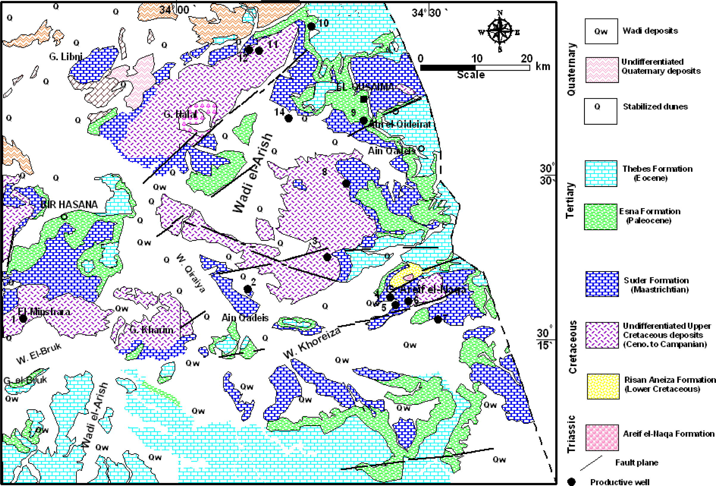 Geological map of the study area (modified after CONOCO, 1987).