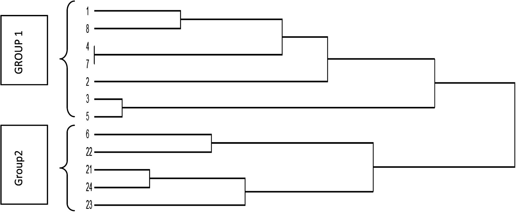 Cluster analysis of control sites using Ward’s method (matrix: Euclidean distance).