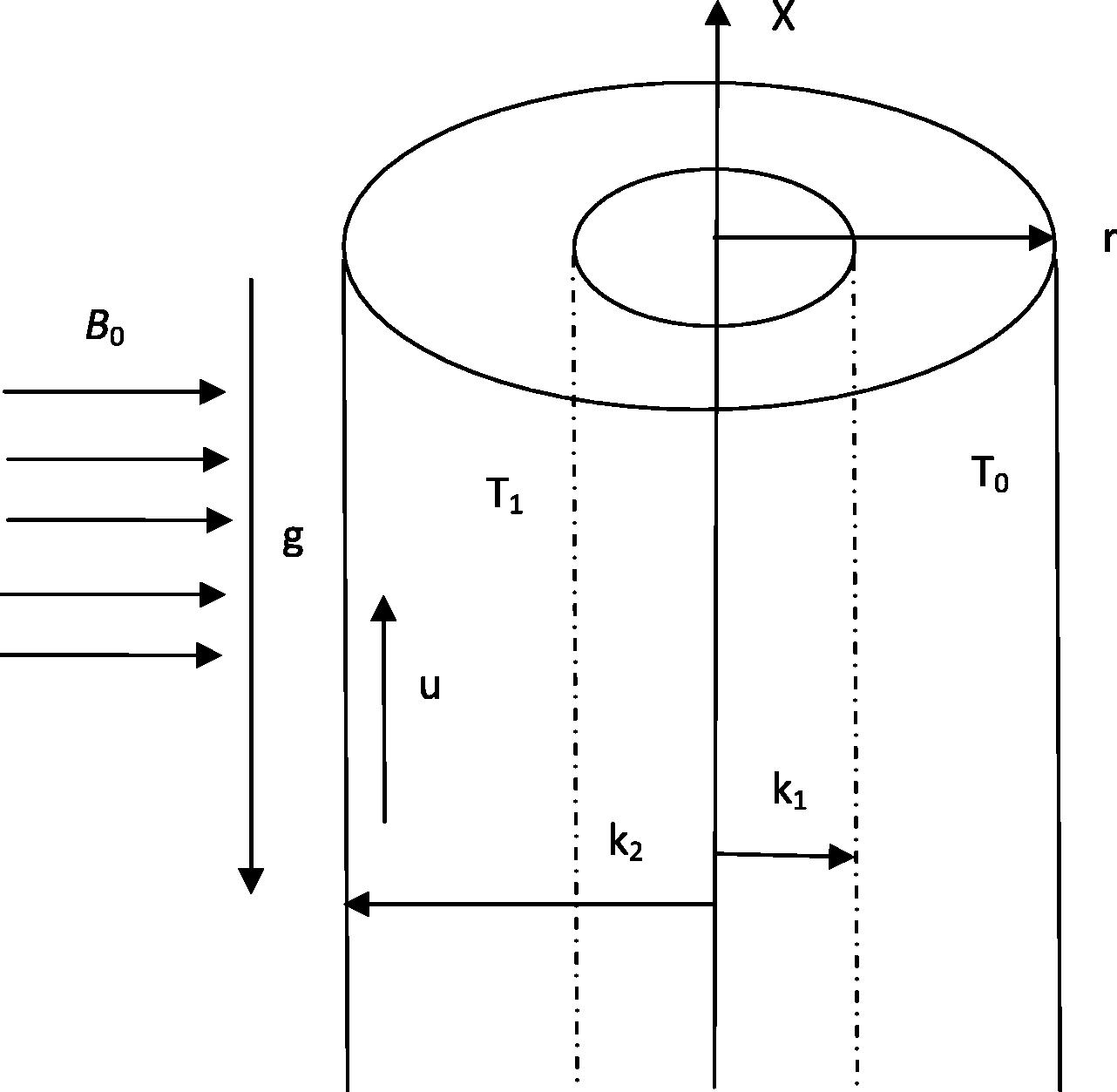 Flow configuration and coordinate system.