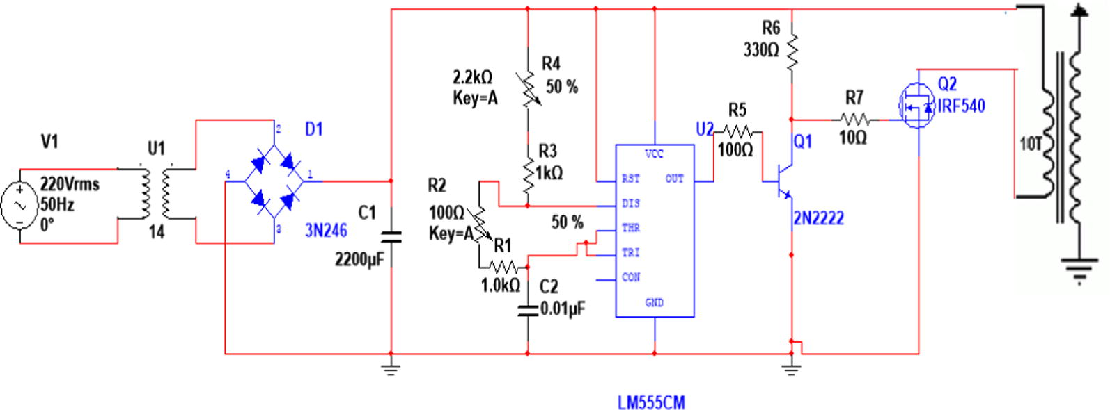 Circuit diagram of high voltage power supply.