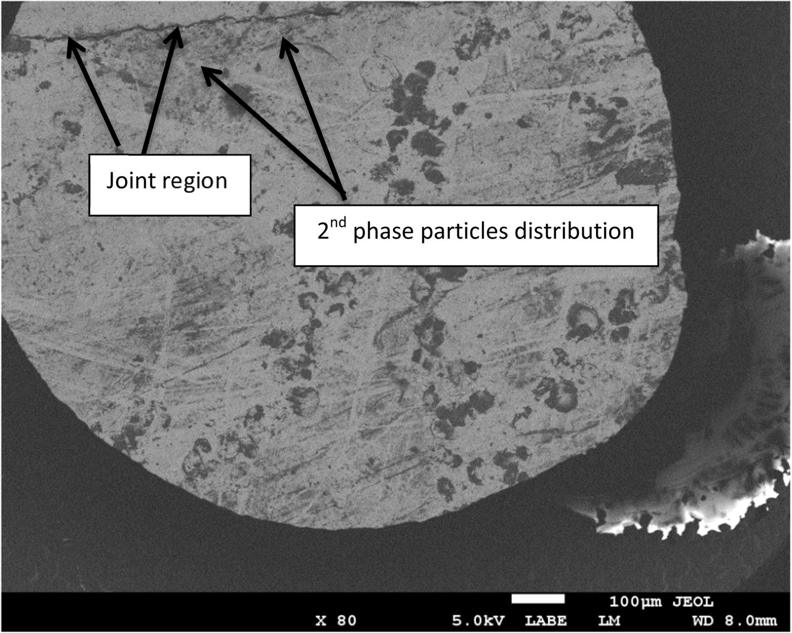 Low magnification image of the joint made at 30 min.