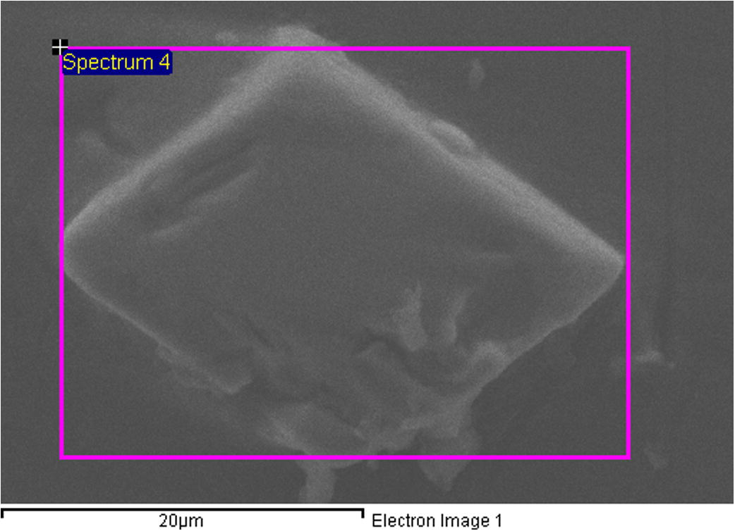 SEM image of a 2nd phase particle shown in bond made for 30 min.