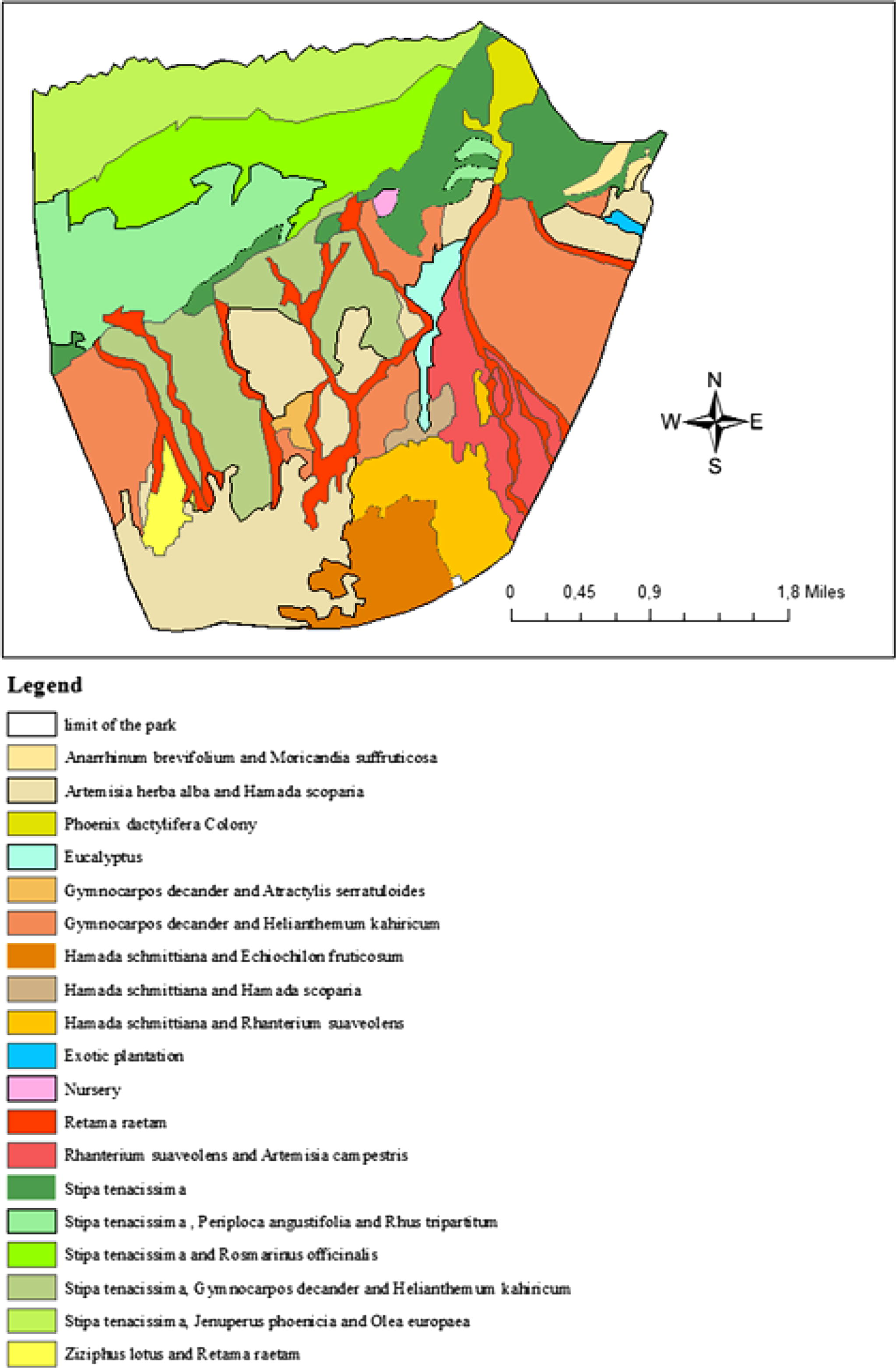 Vegetation map of Bouhedma National Park (Tarhouni, 2003).