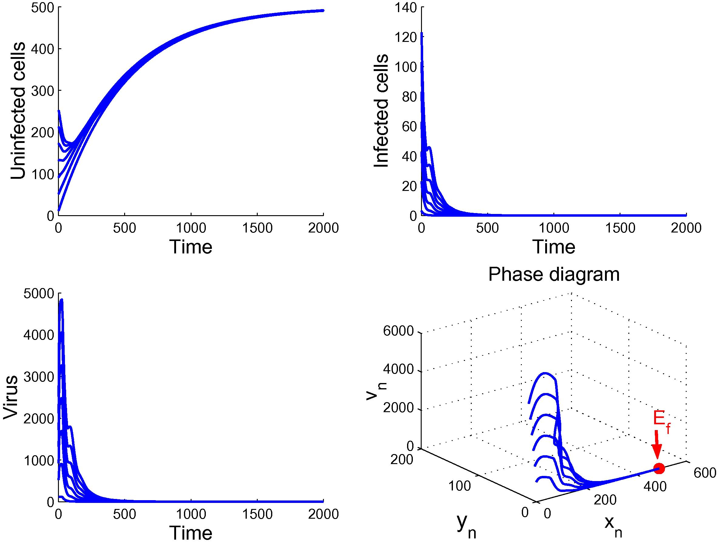 Plot demonstrates the global stability of E f .