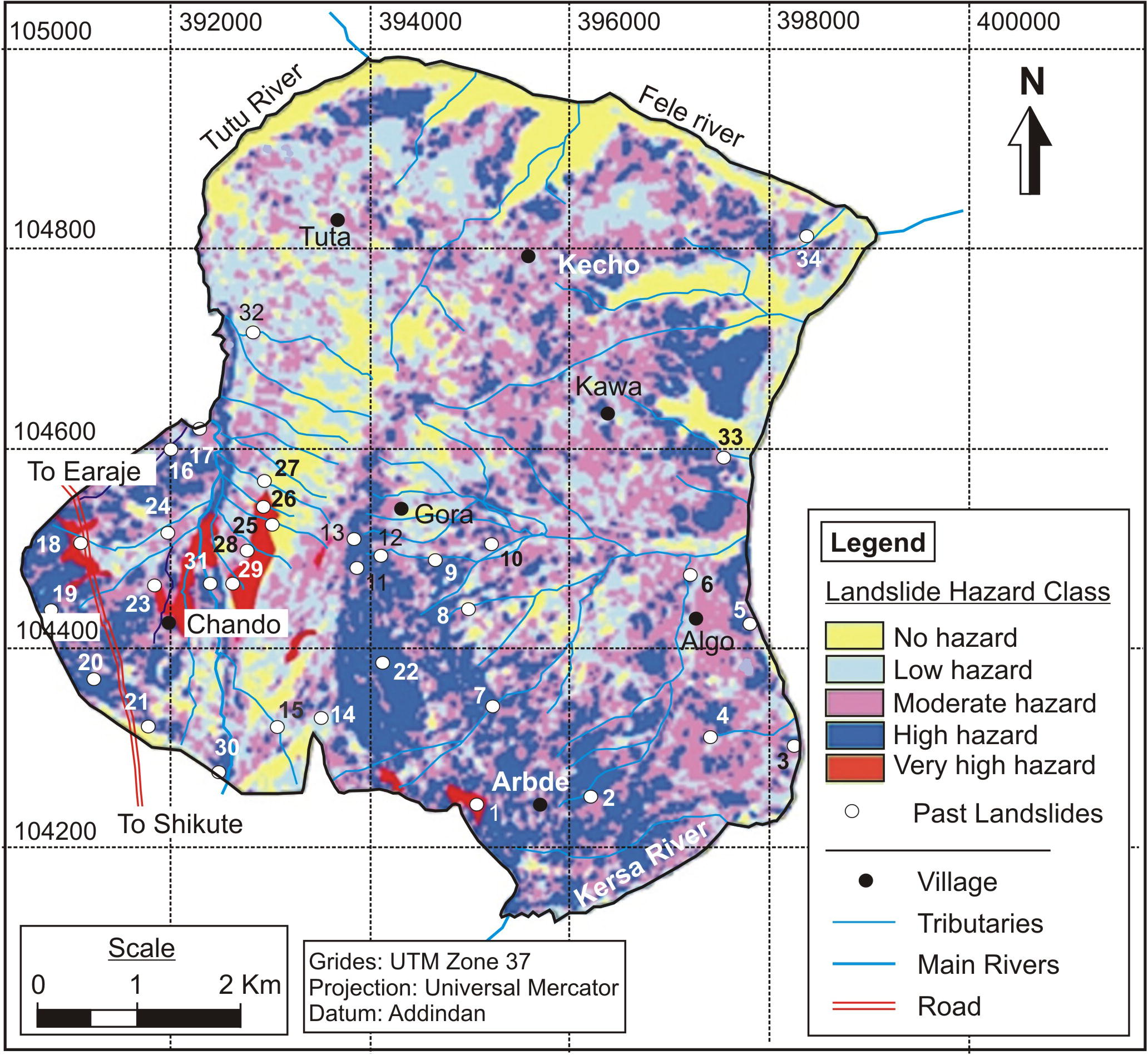 Landslide hazard zonation map.