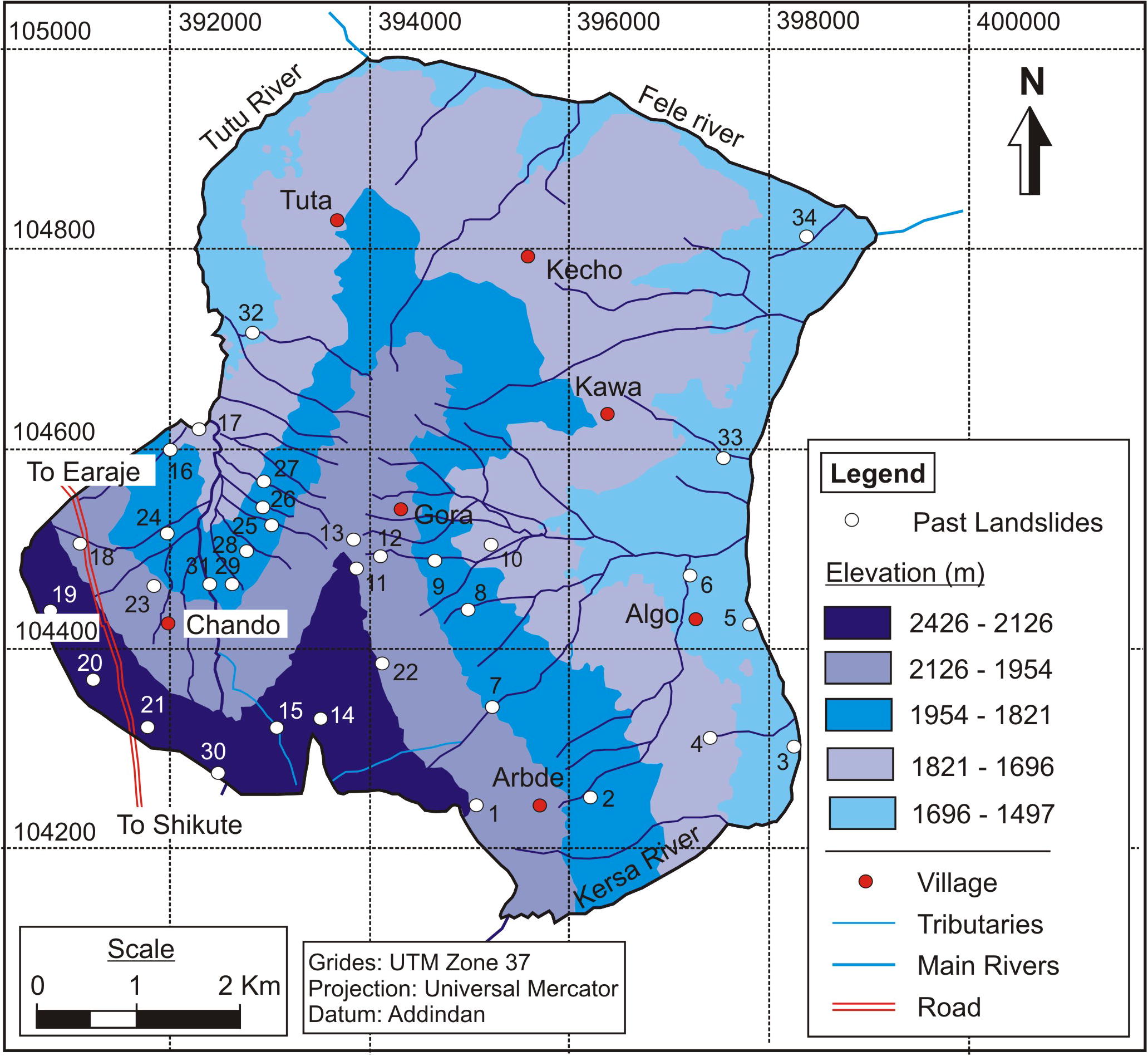 Landslide inventory map.