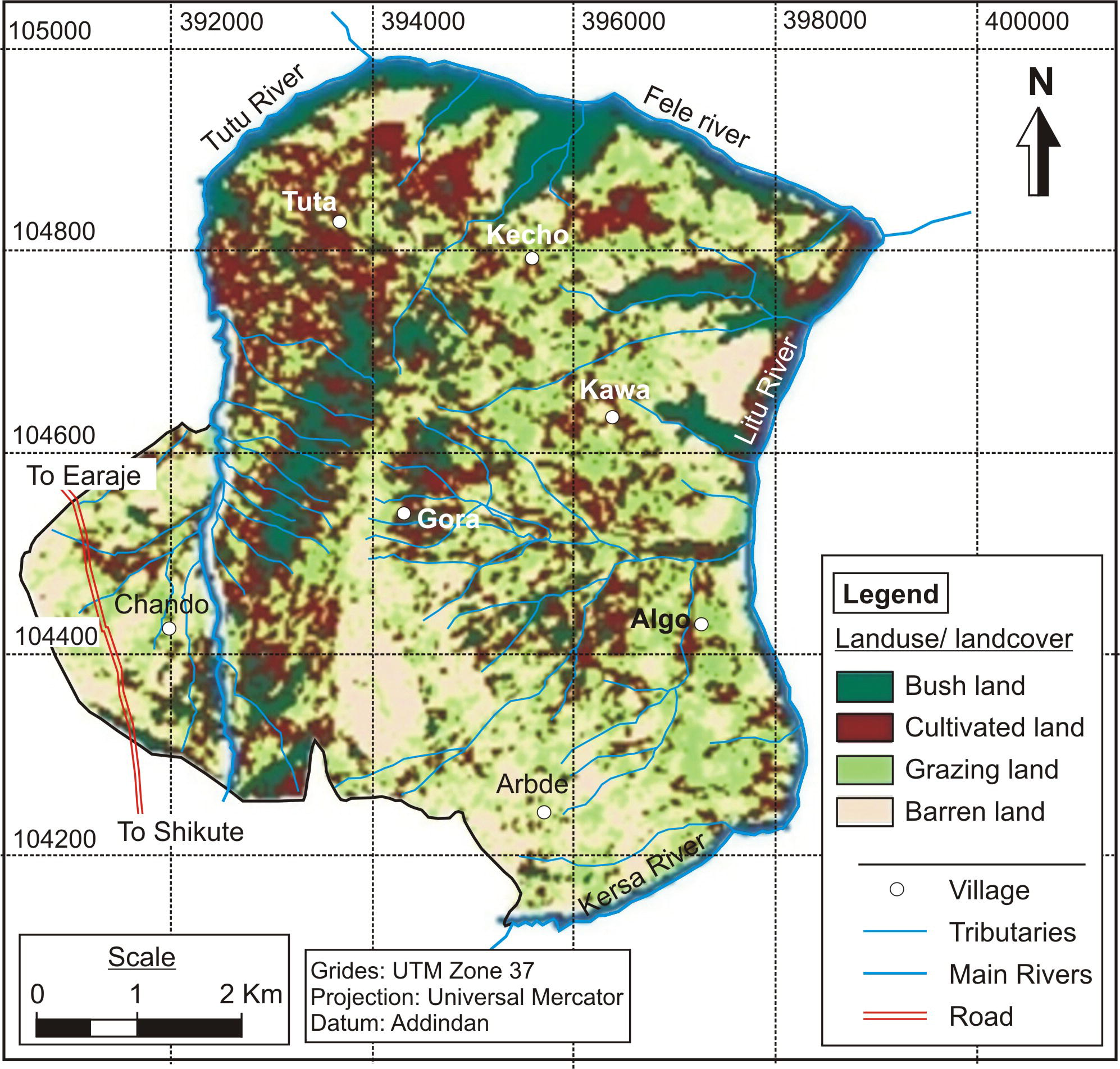 Land use/land cover map of the study area.