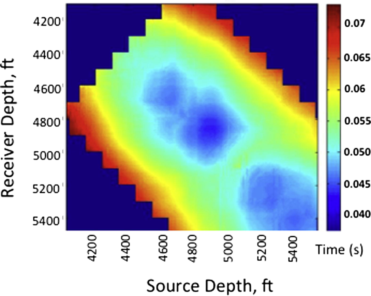 Time Map of the picked traveltime (ms) for the full survey.