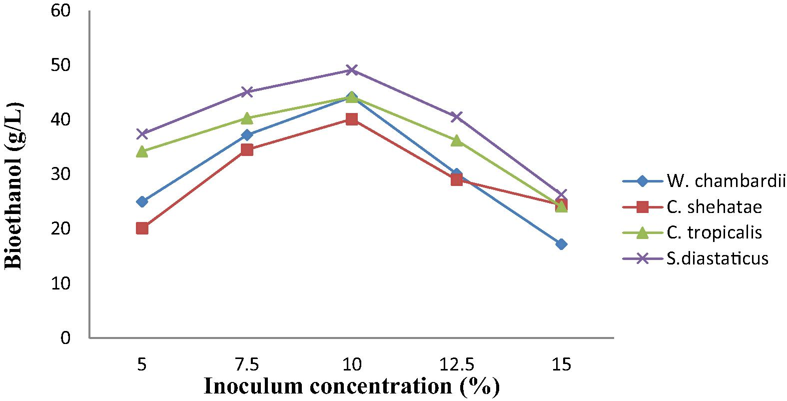 Effect of inoculum load on bioethanol production from corn straw.