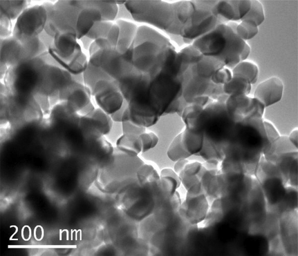 TEM analysis of the TiO2:Mn nanopowder sample.