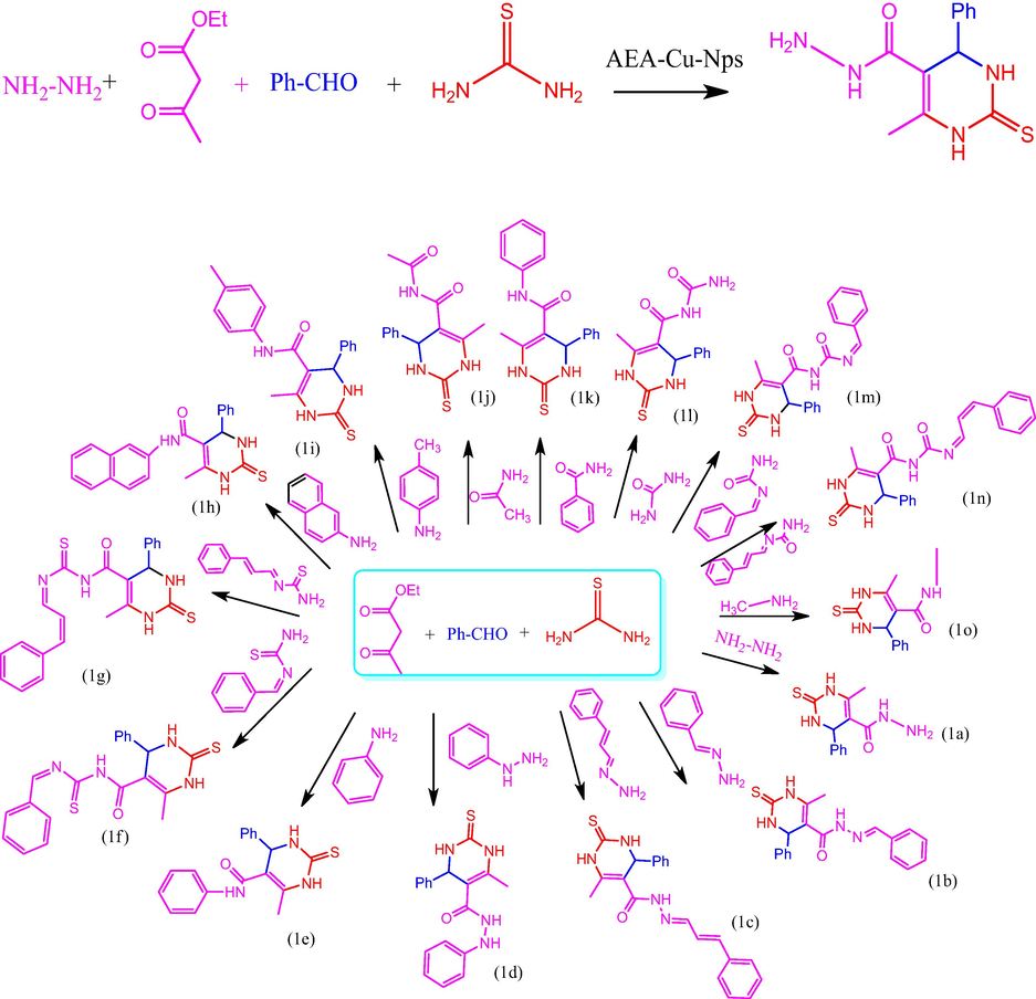 Synthesis route of 2-thioxopyrimidine 5-carboxamide derivatives (1a-1o).