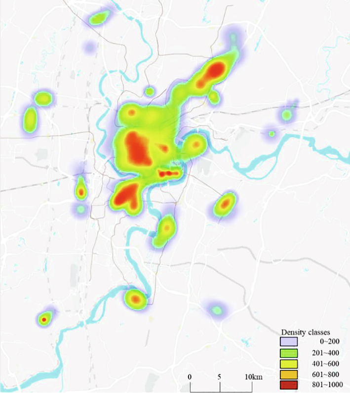 Spatial distribution pattern of POI mixing degree in Chongqing.