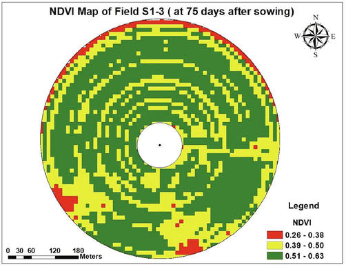 NDVI measured at 75 days after sowing.