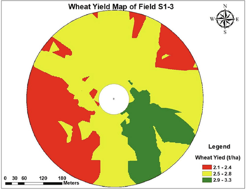 Wheat yield map of the experimental field.