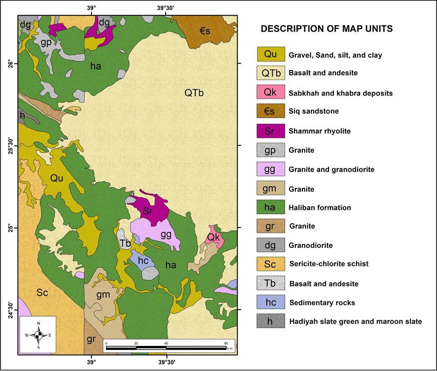 Geologic map for the study area.