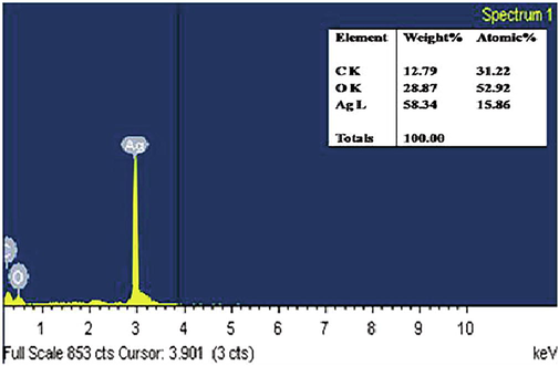 EDAX spectrum of Ag NPs.