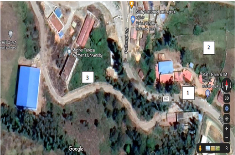 Kodaikanal; 1- Corymbia citriodora (AC); 2- Agriculture field (AA); 3- Forest patch (AF) Latitude-10.26951, Longitude-77.48110 Altitude-2,133 m.