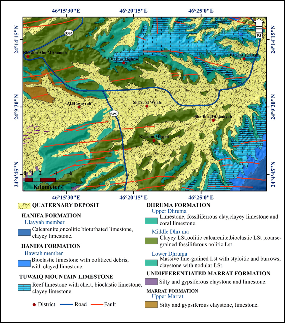 Wadi Nisah geological setting map (Denis et al., 1991).