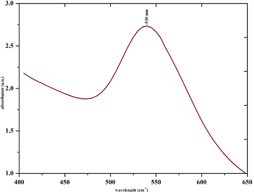 UV–vis spectrum of green synthesized gold nanoparticles.