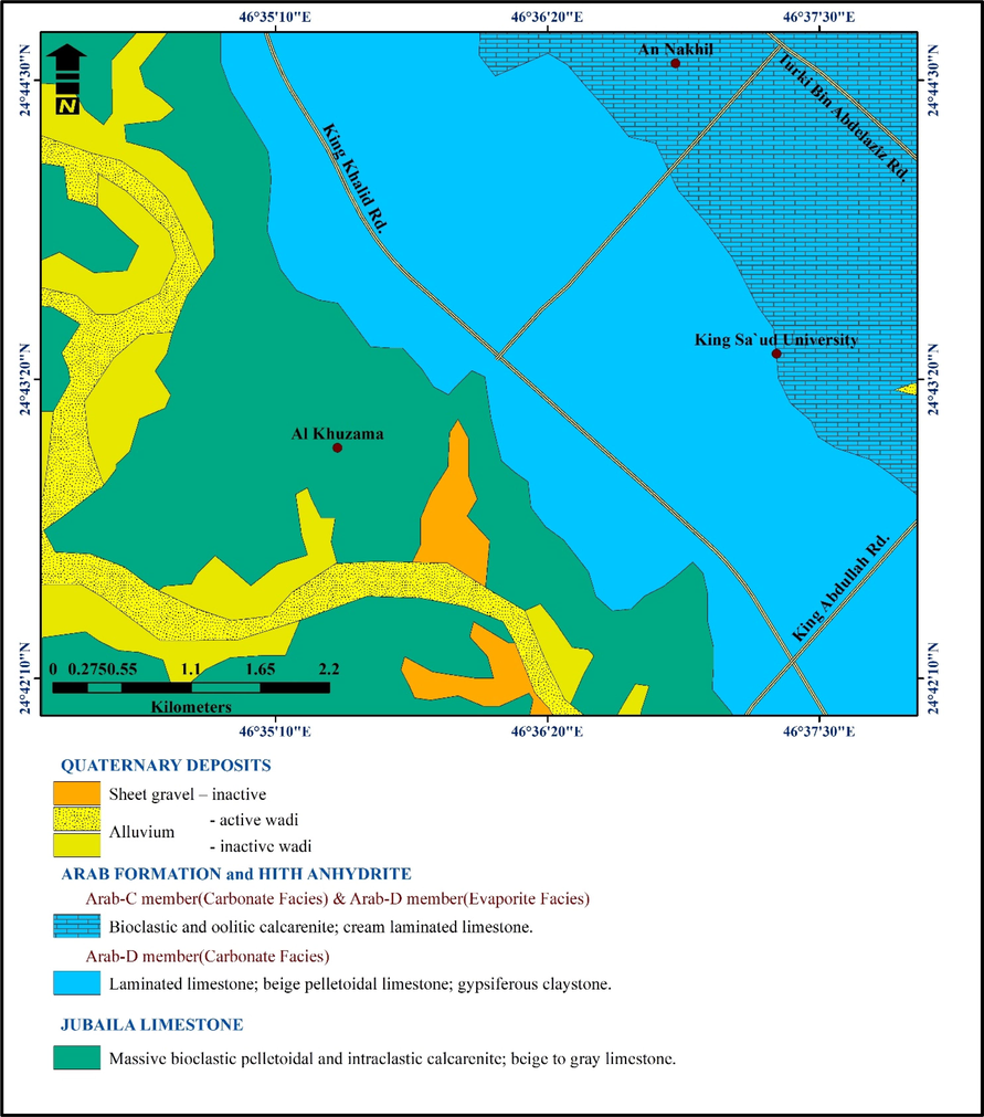 Geologic map of the study area (modified after Vaslet et al., 1991).