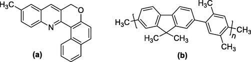 Molecular structure of (a) MCQ and (b) PFOPX.