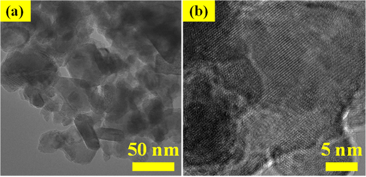 (a-b). TEM images of SnO2 - CuO nanocomposite sample.