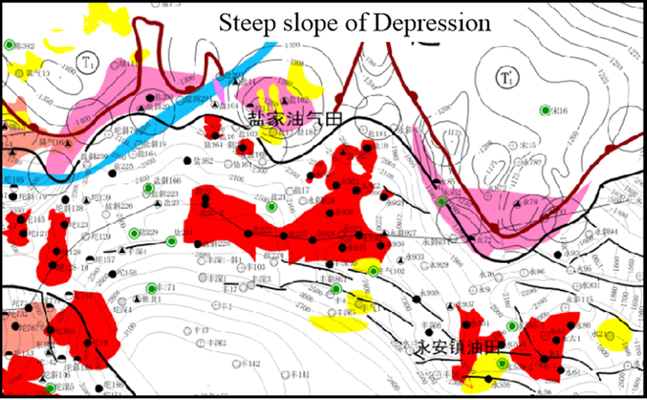 Sedimentary distribution of glutenite in Yanjia Oilfield.