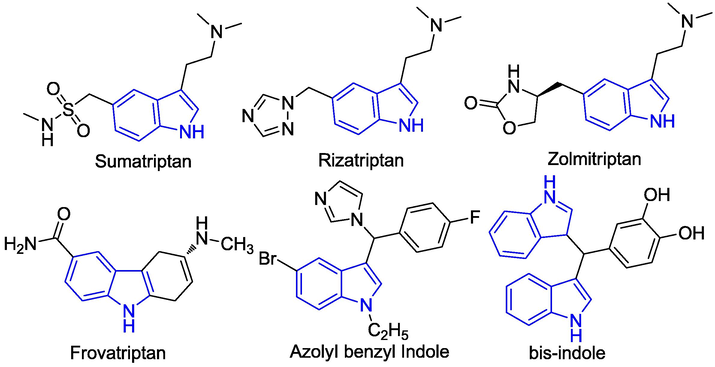 Chemical structures of some biologically active 3-substituted indoles.