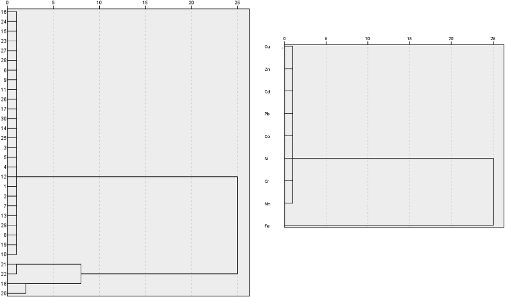 A. Q mode-HCA of soil samples; B. R mode-HCA of HMs.
