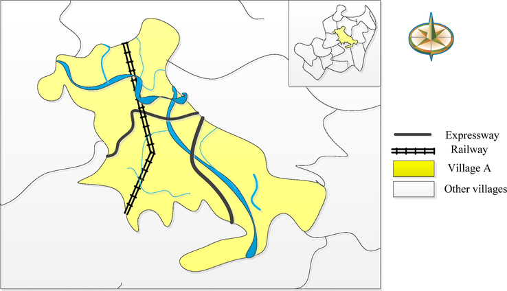 Geographical location of village A.