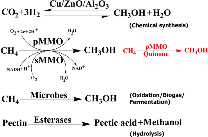 Production methods of methanol.