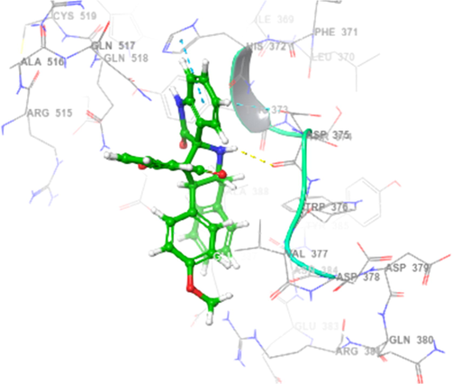 Spiropyrrolidines, 4h interaction in active site of human BChE.