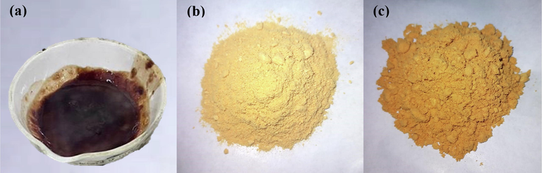 Propolis extract samples. (a) EEP; (b) SDPNW; (c) SDPW.