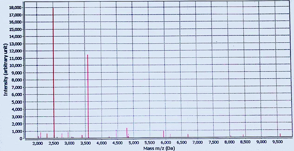 The peptide mass fingerprint (PMF) of S. mutans ATCC 25175 using VITEK® MS.