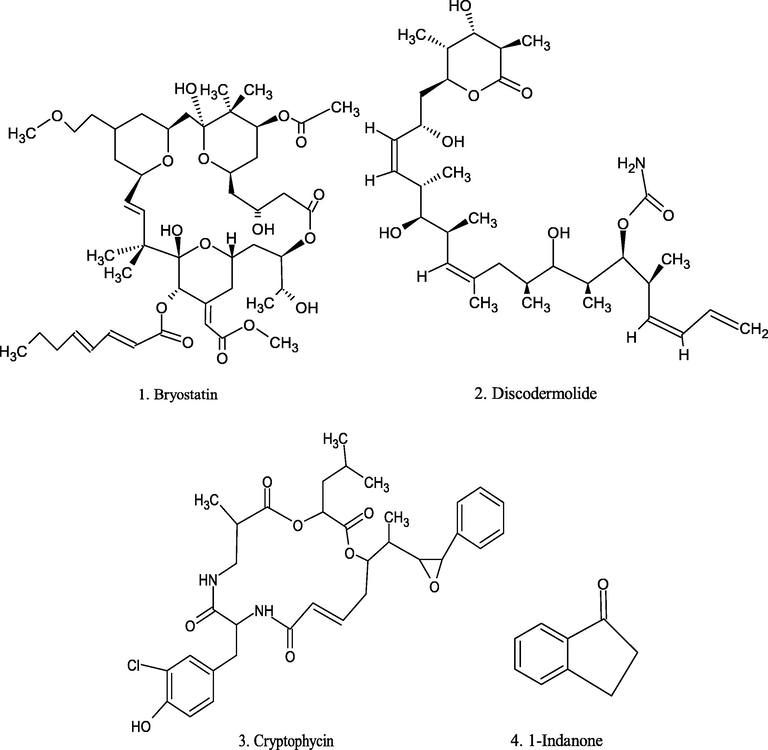 Chemical structure of marine source compounds.