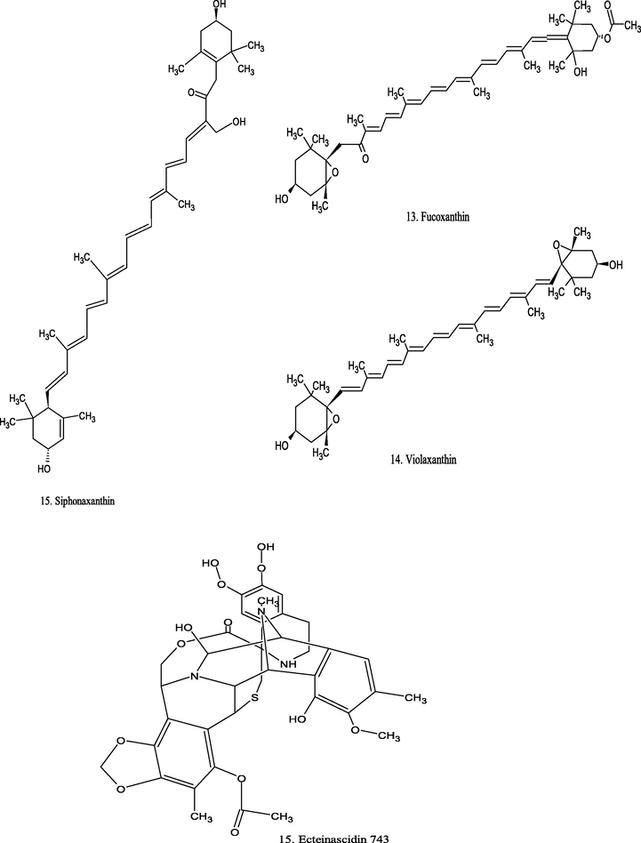 Chemical structure of marine source compounds.