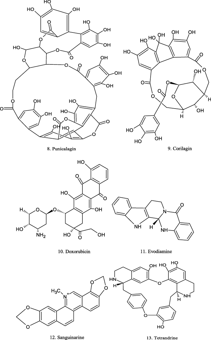 Chemical structure of plant derived compounds.