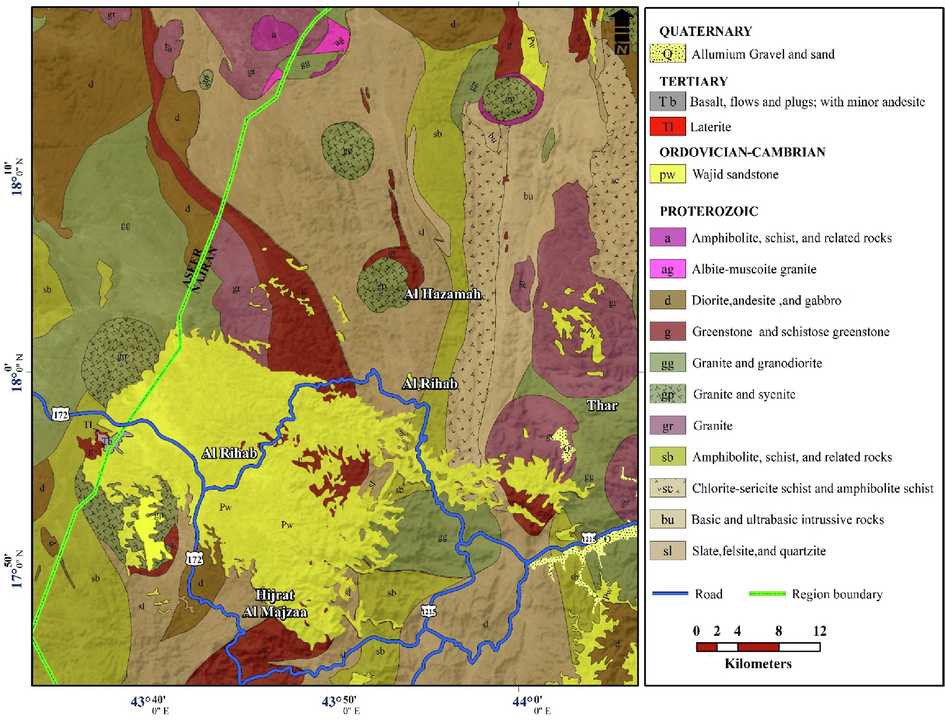 Geological map for the area of study.