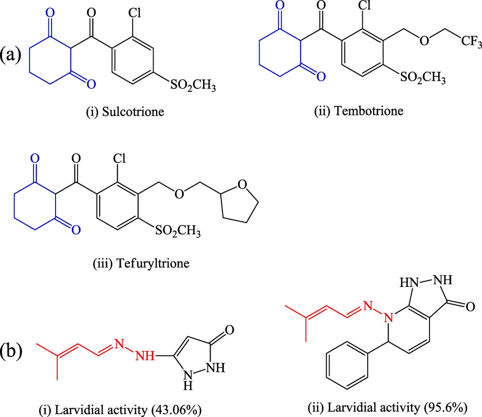 (a)Herbicidal and pesticidal active componunds having cyclohexane-1,3-dione as basic unit and (b)some bioactive synthetic hydrazine moitey.