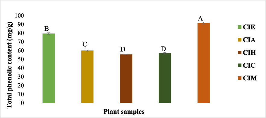 Total phenolic content of different extracts of Centaurea iberica.