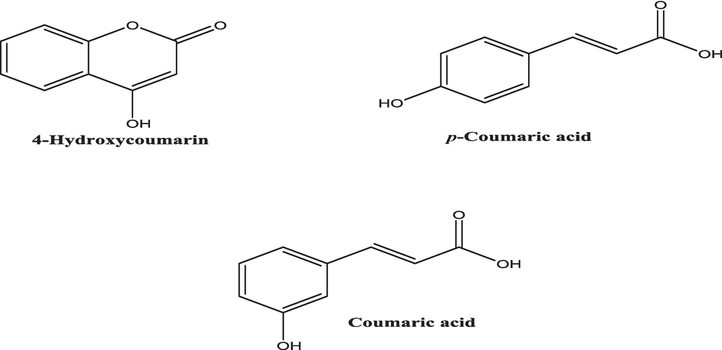 Chemical structures of the detected coumarins in H. strobilaceum fraction.